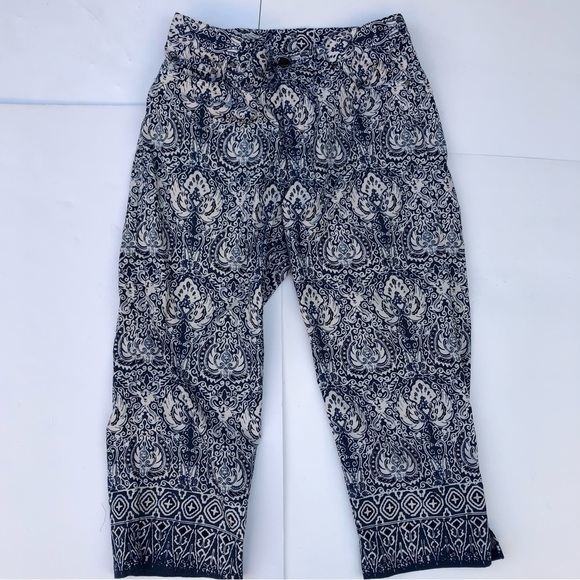 RALPH Lauren Floral Print Capri pants white navy size 8 - Picture 7 of 8